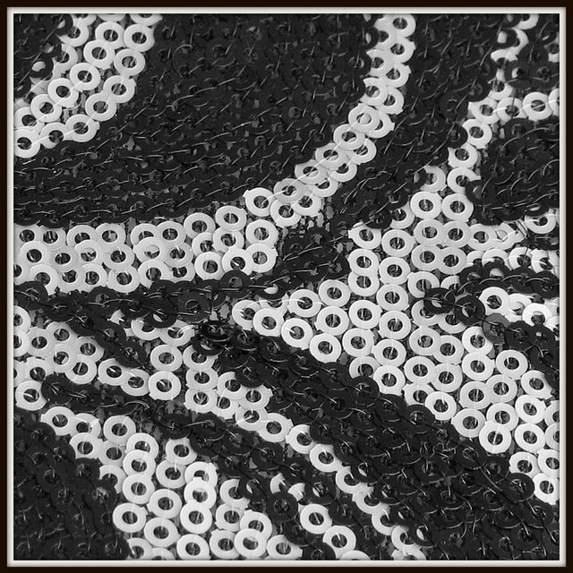 0751  Mini Pailletten Paisley Schwarz-Silber