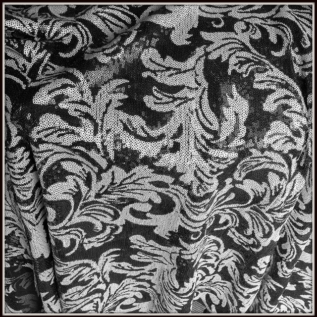 0751  Mini Pailletten Paisley Schwarz-Silber