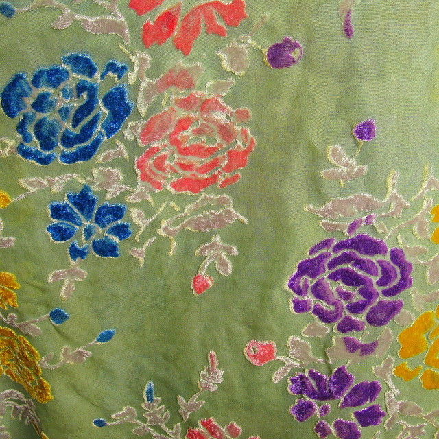 Velvet burnout silk-viscose roses in rose-grey-bleu-yellow-lilac- | View: Velvet burnout silk-viscose roses in rose-grey-bleu-yellow-lilac-