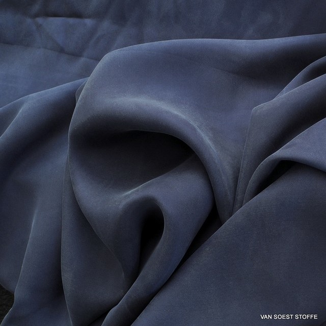 100% Cupro Sandwashed Taft in Navy