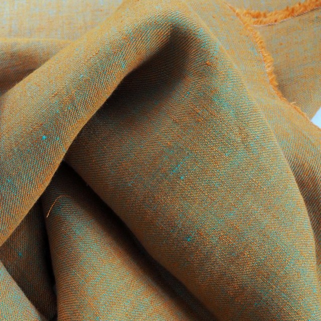 100% linen, twill 2Tone effect can be used on both sides orange/mintgreen | View: 100% linen, twill 2Tone effect can be used on both sides orange/mintgreen