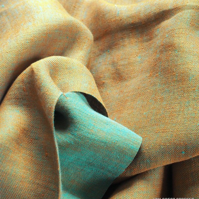 100% linen, twill 2Tone effect can be used on both sides orange/mintgreen | View: 100% linen, twill 2Tone effect can be used on both sides orange/mintgreen