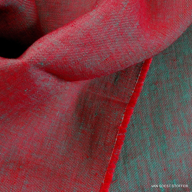 100% linen, twill 2Tone effect can be used on both sides red/mintgreen