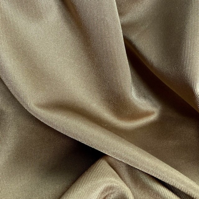 100% Viscose satin Jersey high gloss in Golden Sand | View: 100% Viscose satin Jersey high gloss, smooth handle & great drape Golden Sand