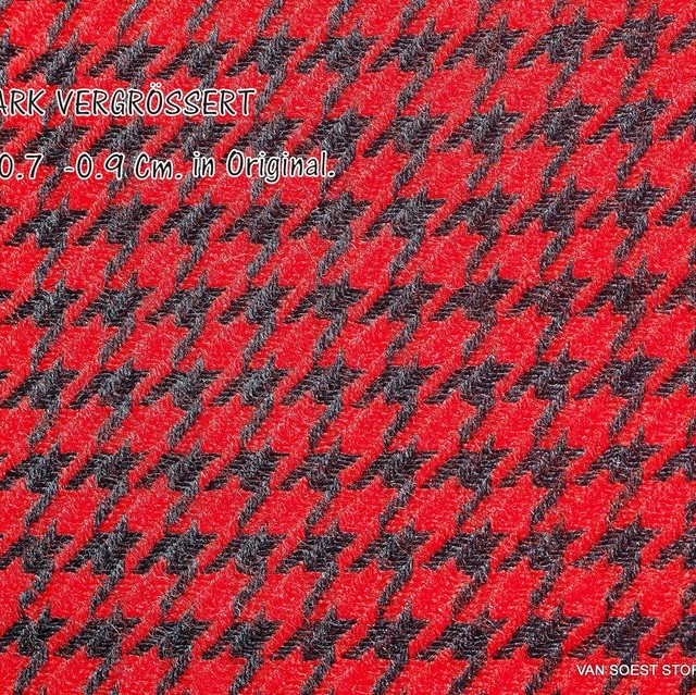 100% Wool Houndstooth Cherry Red & Dark Anthracite