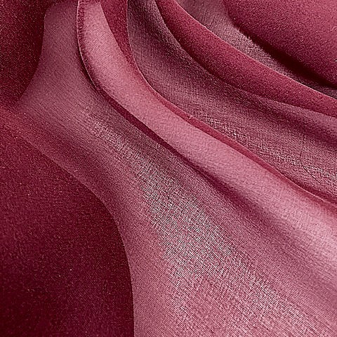 100% Italian Designer Silk Crepe Georgette Chiffon high twisted yarn Burgundy Red | View: 100% Italian Designer Silk Crepe Georgette Chiffon high twisted yarn Burgundy Red