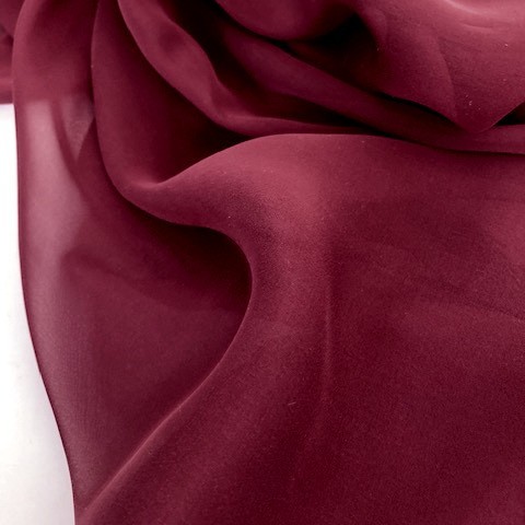 100% Italian Designer Silk Crepe Georgette Chiffon high twisted yarn Burgundy Red | View: 100% Italian Designer Silk Crepe Georgette Chiffon high twisted yarn Burgundy Red