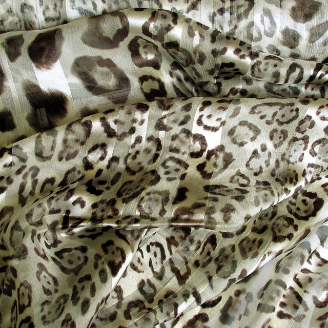 100% Reine Seiden - Chiffon Satinstreifen New Leo