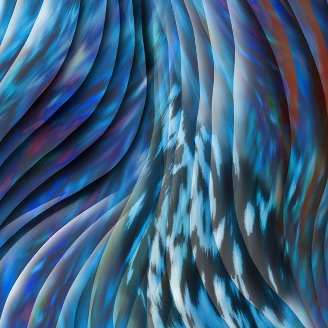 Fantasie - & Animal Print auf 100% Seide in Blau | Ansicht: Fantasie - & Animal Print auf 100% Seide in Blau