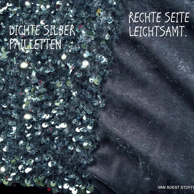 3-D stretch silver sequins on soft stretch light velvet | View: 3-D stretch silver sequins on soft stretch light velvet