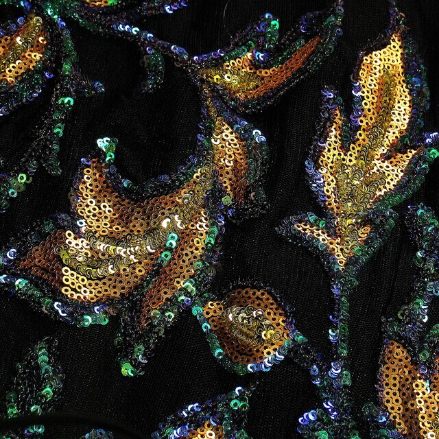 3D Goldene Blätter Pailletten in Smaragdgrün & Kobaltblau | Ansicht: 3D Goldene Blätter Paillettenin Smaragdgrün & Kobaltblau