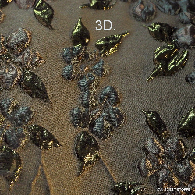 3D-Haute Couture Ranken Jacquard in Mocca-Olive | Ansicht: 3D-Haute Couture Ranken Jacquard in Mocca-Olive