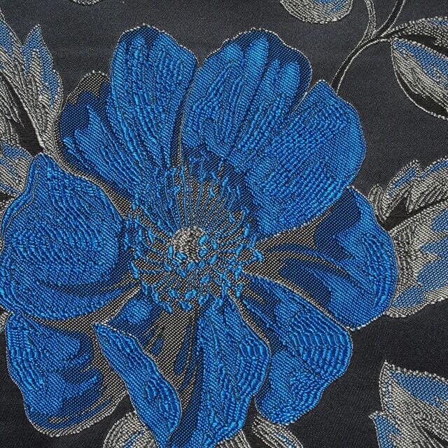 3D Vintage Blumen - Jacquard in Kornblau/Schwarz | Ansicht: 3D Vintage Blumen - Jacquard in Kornblau/Schwarz