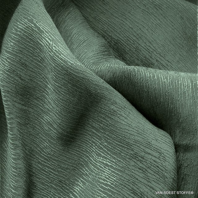 Tree Bark Crepe Satin in TENCEL®-Cupro in Green-Gray | View: Tree Bark Crepe Satin in TENCEL®-Cupro in Green-Gray