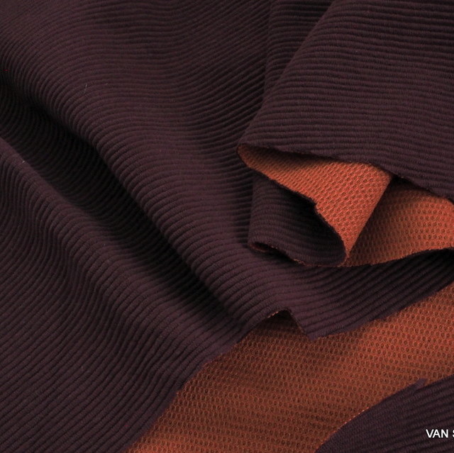 Stretch cotton piqué rib  in burgundy-orange | View: Stretch cotton piqué rib  in burgundy-orange