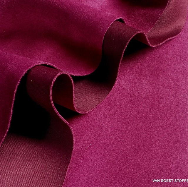 Bi-elastic faux suede super soft in a beautiful deep magenta