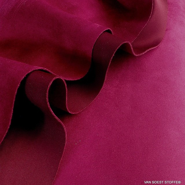 Bi-elastic faux suede super soft in a beautiful deep magenta | View: Bi-elastic faux suede super soft in a beautiful deep magenta