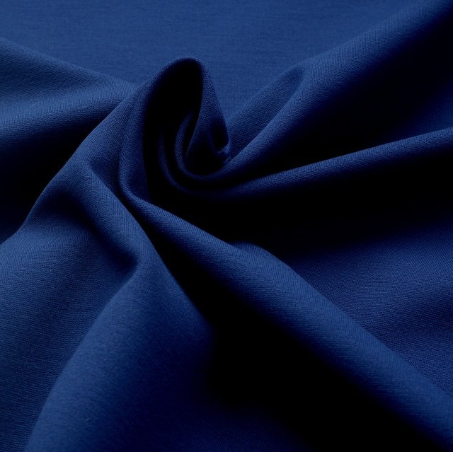 Bi-elastic, opaque, fine rib jersey rayon mix in Deep Royal