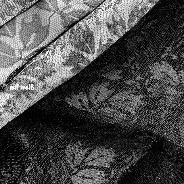 Leaves jacquard 100% nylon tulle non-stretch in deep Black | View: Leaves jacquard 100% nylon tulle non-stretch in deep Black