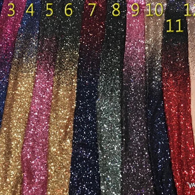 Opaque gold-blue Dégradé mini sequins on white stretch tulle. | View: 1961 - Opaque Dégradé sequins on white stretch nylon tulle - More colors