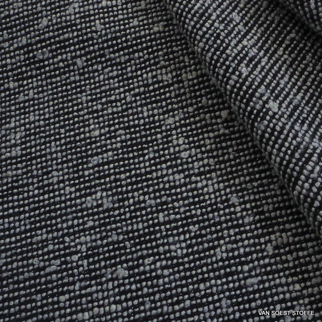 Bouclé tweed in black & white with lurex | View: Bouclé tweed in black & white with lurex