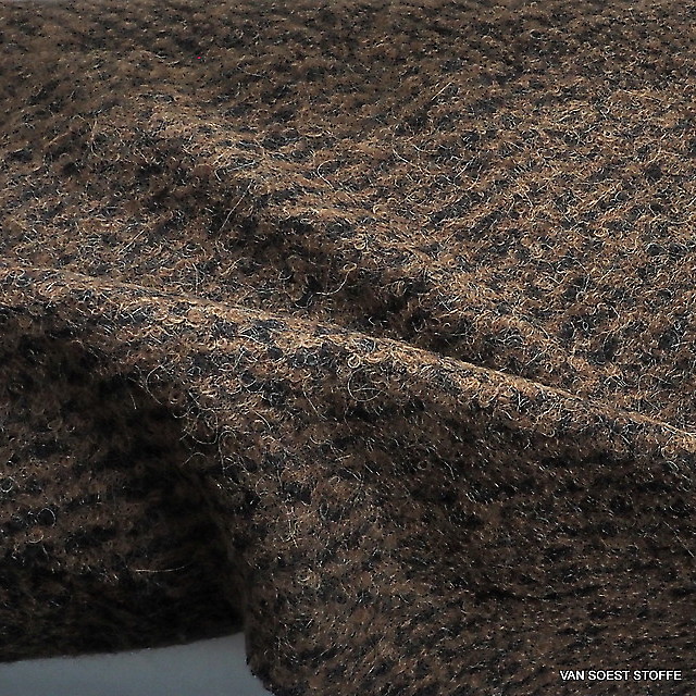 Burda style wool bouclé in darkbrown melange optic | View: Burda style wool bouclé in darkbrown melange optic