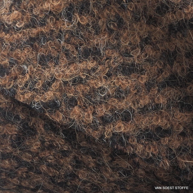 Burda style wool bouclé in darkbrown melange optic | View: Burda style wool bouclé in darkbrown melange optic