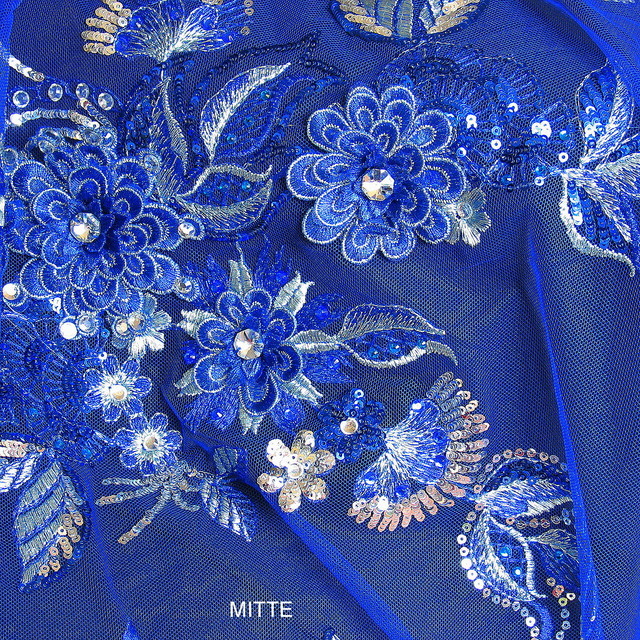 Strass-Couture Stickerei in Royal Bleu