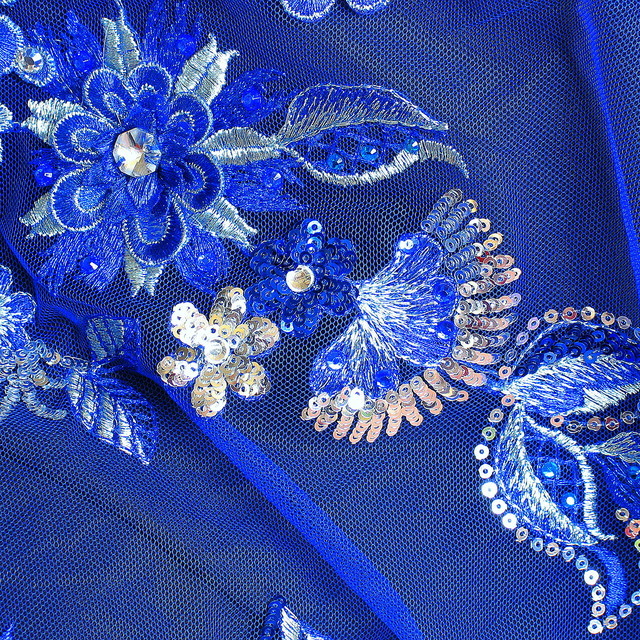 Rhinestone couture embroidery in Royal Bleu | View: Couture embroidery in Royal Bleu