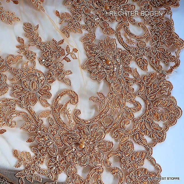 Pearls and bars haute couture embroidery in coffee-nougat | View: Pearls and bars haute couture embroidery in coffee-nougat
