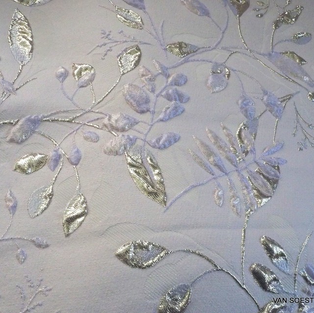 Couture Silver - Lavender 3 D Leaves Jacquard | View: Couture Silver - Lavender 3 D Leaves Jacquard