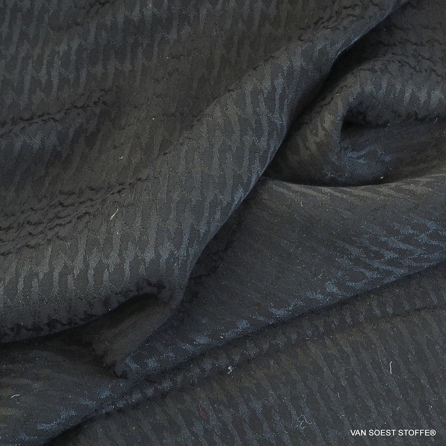 Cupro® - Rayon Hahnentritt in Blau Schwarz | Ansicht: Cupro® - Rayon Hahnentritt in Schwarz