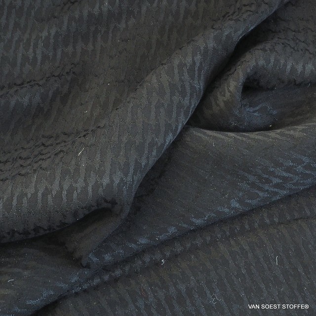 Cupro® - Rayon Hahnentritt in Blau Schwarz | Ansicht: Cupro® - Rayon Hahnentritt in Schwarz