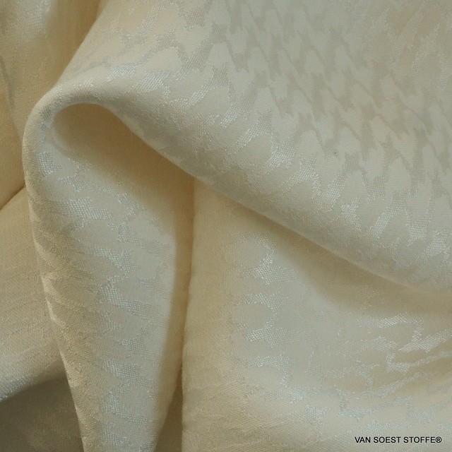Cupro® - Rayon Hahnentritt in Creme Weiß