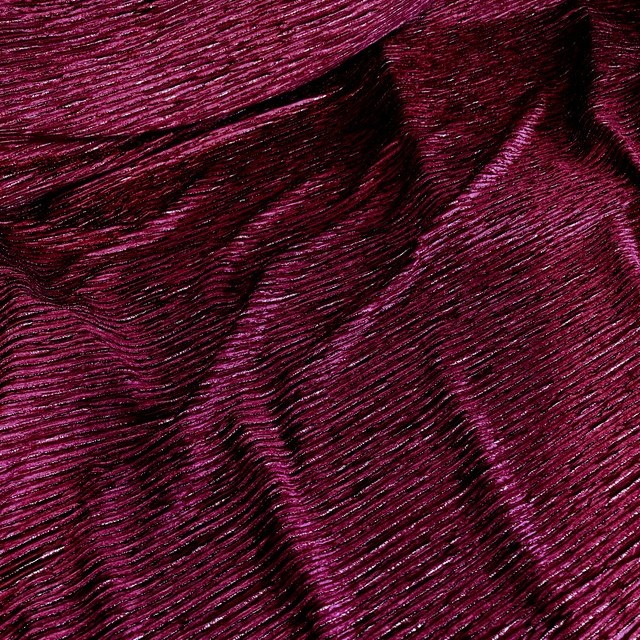 Designer stretch velvet pleated with silver lurex threads in fuchsia | View: Designer stretch velvet pleated with silver lurex threads in fuchsia