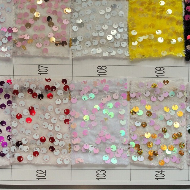 Coloured stretch velvet embroidered with coloured sequins | View: Coloured stretch velvet embroidered with coloured sequins