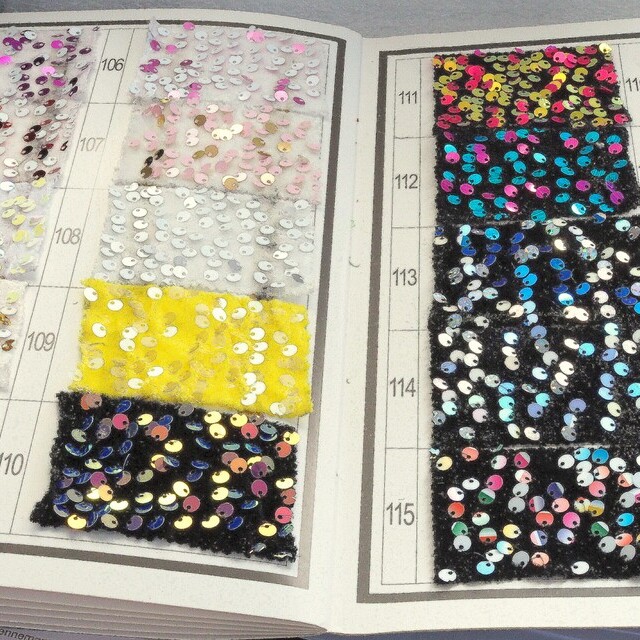 Coloured stretch velvet embroidered with coloured sequins | View: Coloured stretch velvet embroidered with coloured sequins