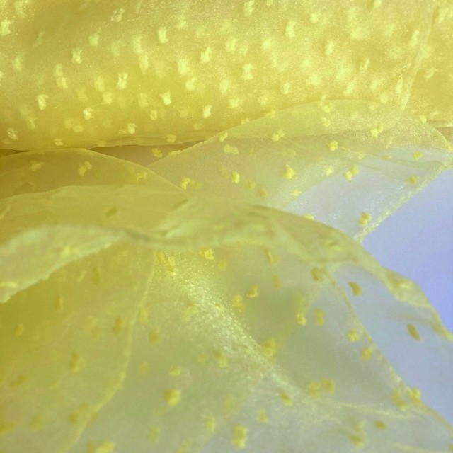 Stretch polka dots tulle in the illuminating color yellow