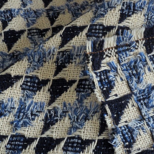 Glitter Bouclé Fantasie in Marine Creme