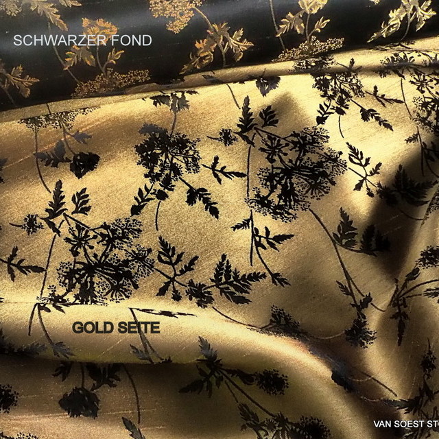 Gold jacquard double weave on shantung ground. | View: Gold jacquard double weave on shantung ground.