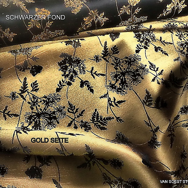 Gold jacquard double weave on shantung ground. | View: Gold jacquard double weave on shantung ground.