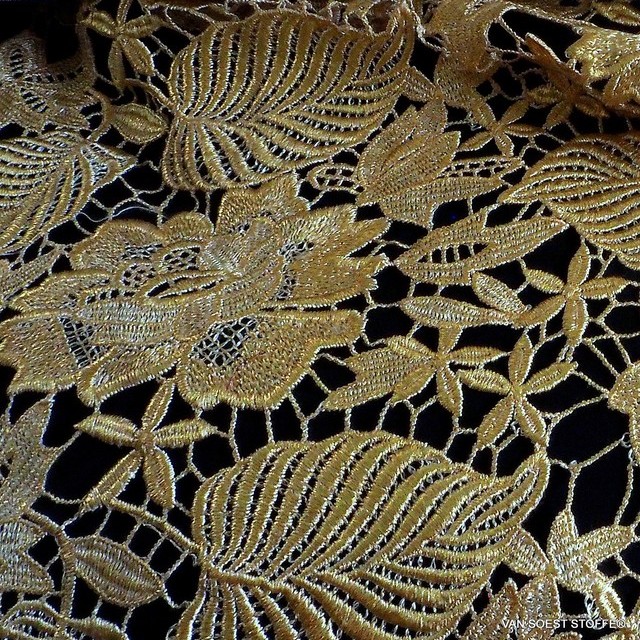 Guipure lace in gold