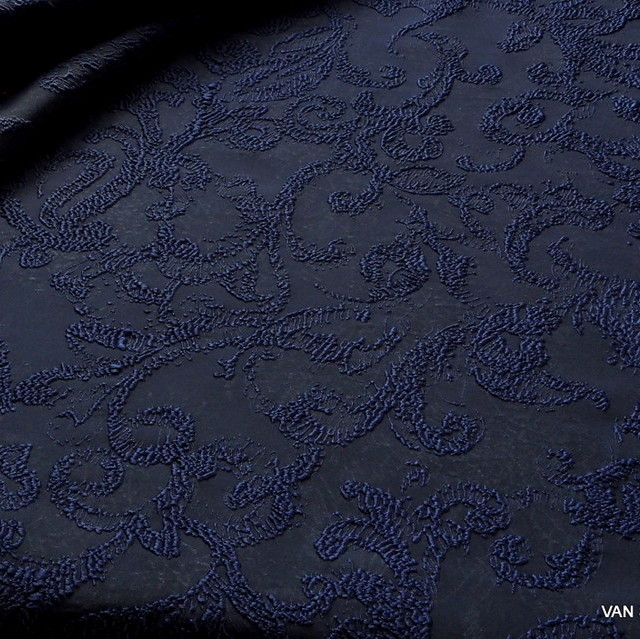 3D - Haute couture double jacquard in dark navy | View: 3D - Haute couture double jacquard in dark navy