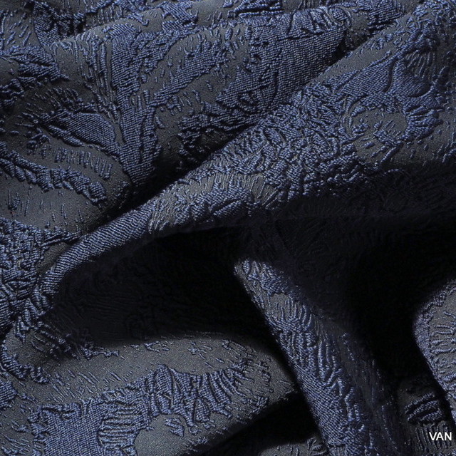 3D - Haute couture double jacquard in dark navy | View: 3D - Haute couture double jacquard in dark navy