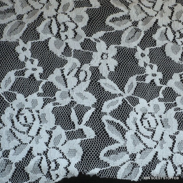 High stretch Gemini floral lace in white | View: High stretch Gemini floral lace in white
