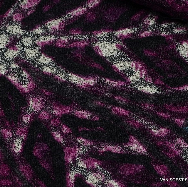 High stretch printed animal fur look in purple-dark turquoise | View: High stretch printed animal fur look in purple-dark turquoise