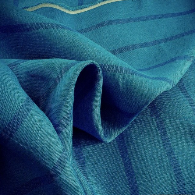 High Quality 100% Dobby Linen Long Stripe in Aqua Blue | View: High Quality 100% Dobby Linen Long Stripe in Aqua Blue