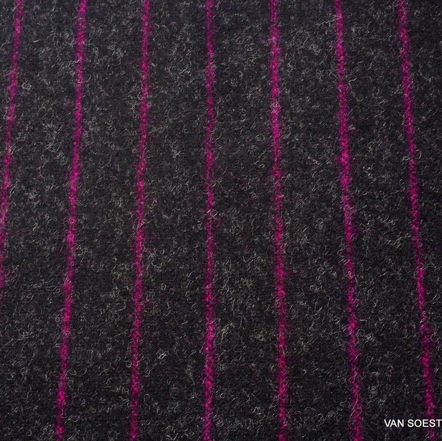 Hochwertiger Schurwoll Nadelstreifen in Pink-Anthrazit | Ansicht: Hochwertiger Schurwoll Nadelstreifen in Pink-Anthrazit