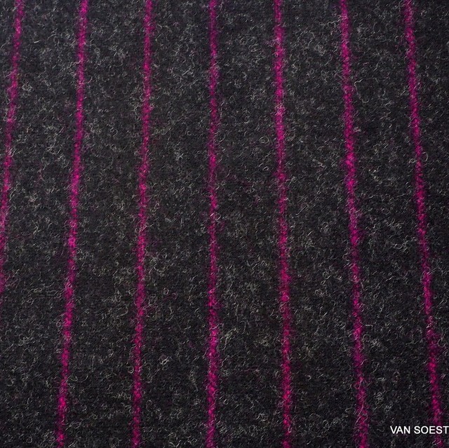 High quality virgin wool pinstripe in pink anthracite | View: High quality virgin wool pinstripe in pink anthracite