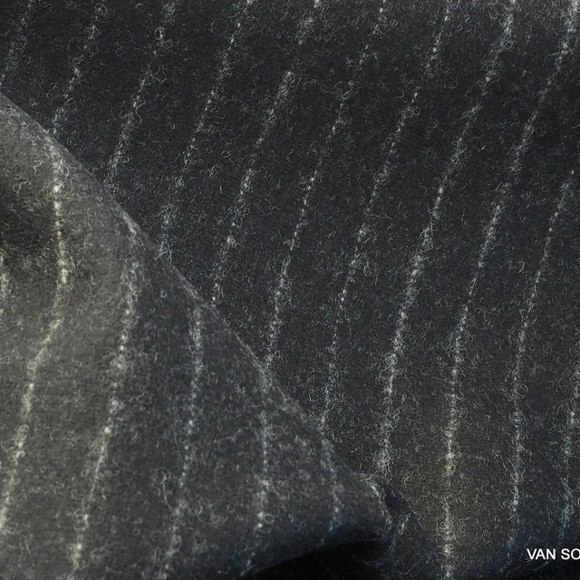 High-quality new wool pinstripe in black-silver | View: High-quality new wool pinstripe in black-silver